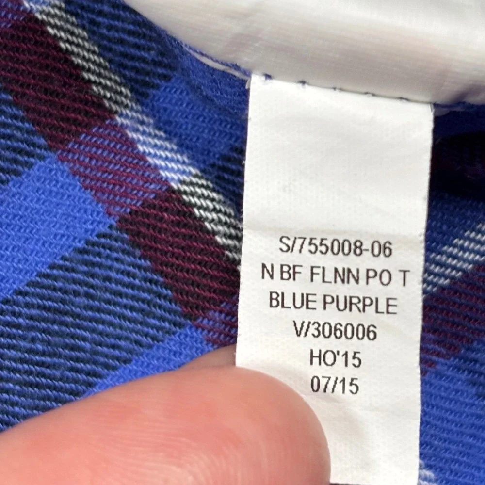 Old Navy Flannel Popover Shirt Womens M Blue Plaid Boyfriend Long Sleeve‎ 755008